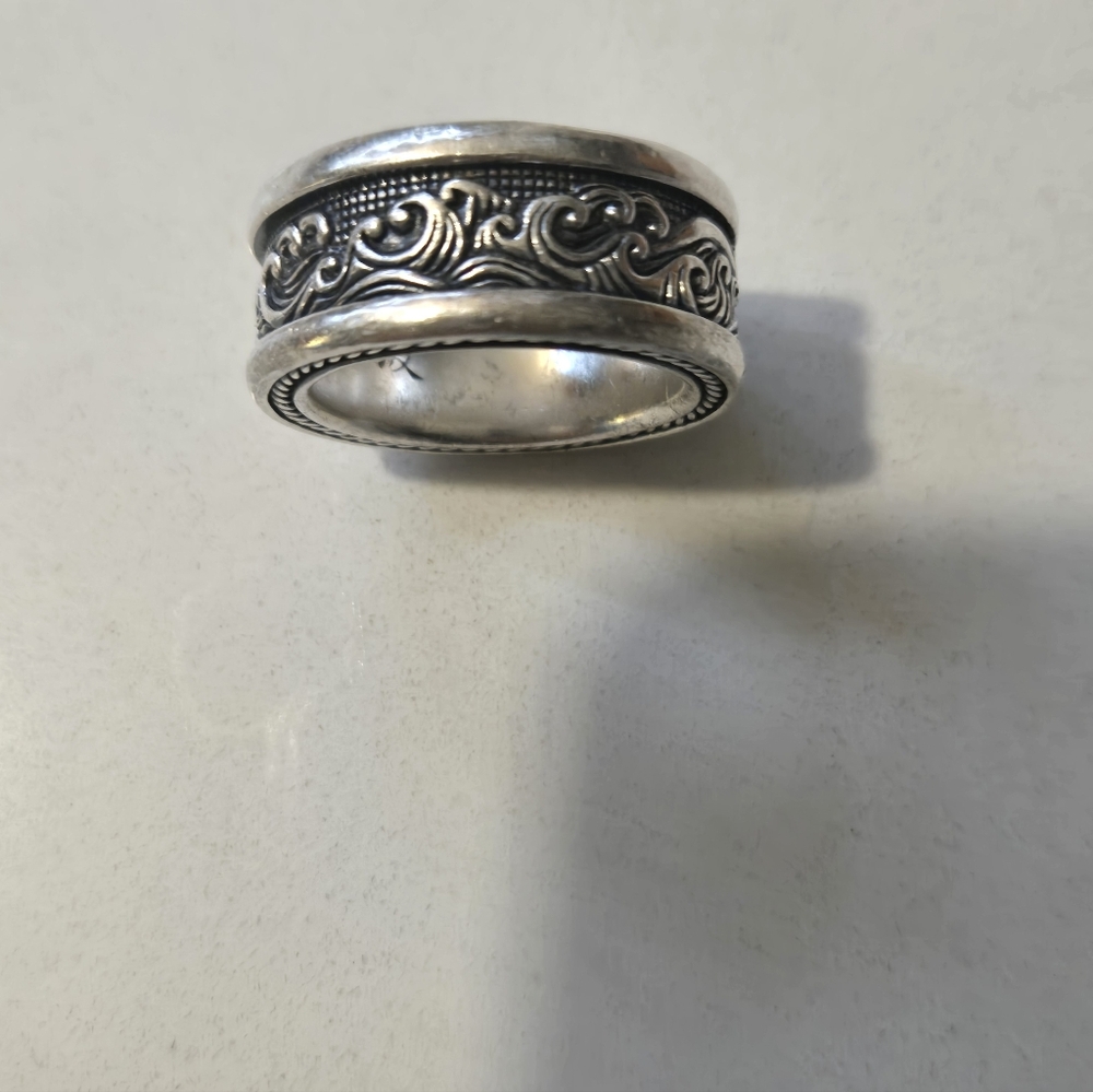 David Yurman Waves Elegant Silver Band Ring Mens Size 10